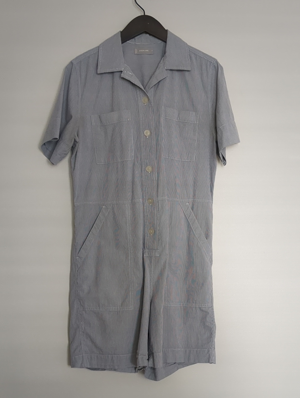 Everlane Striped The Cotton Weave Short Romper shortalls medium 10